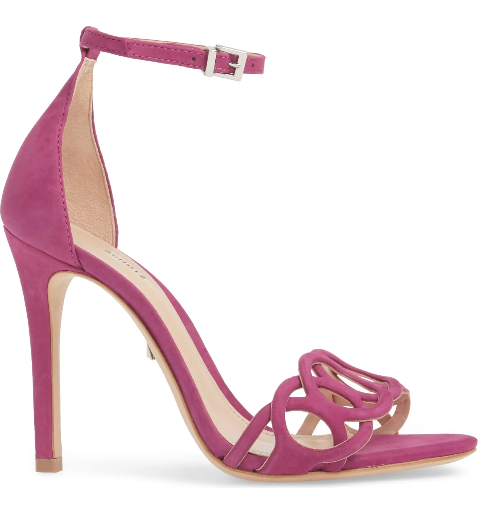 Schutz Mauve Leather Cut Out Open Toe Ankle Strap Comfortable Stiletto Sandals