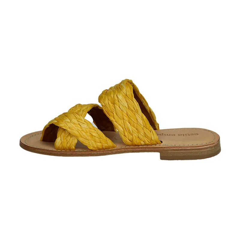 Serape Raffia Sandal - Canary