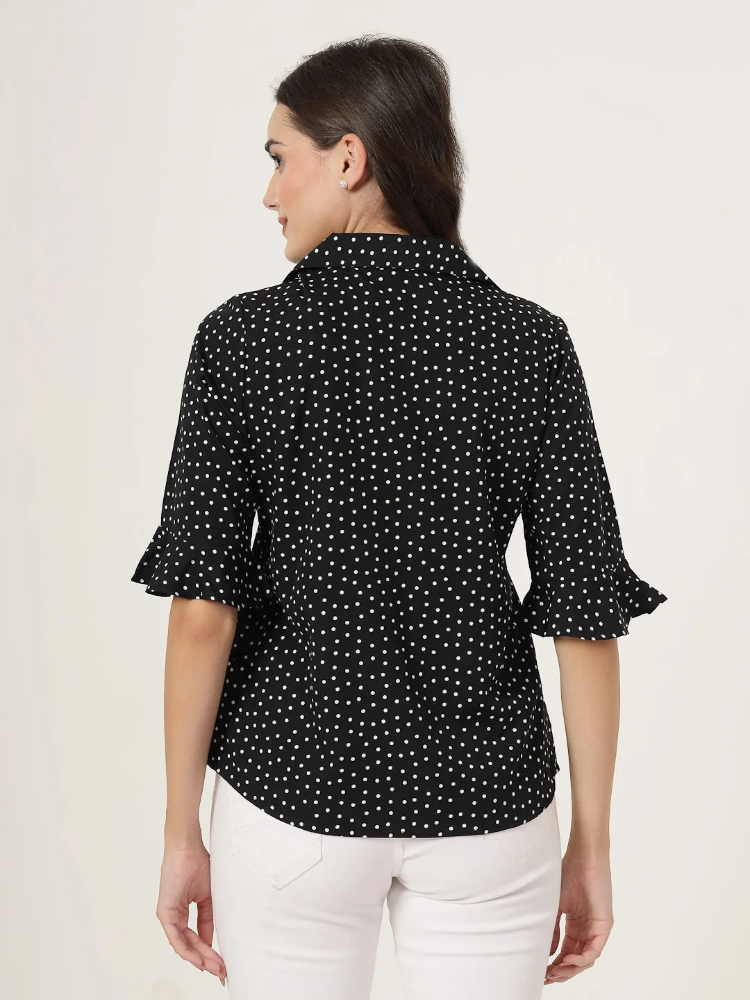 Style Quotient Women black and white Polka Dot Shirt style Top