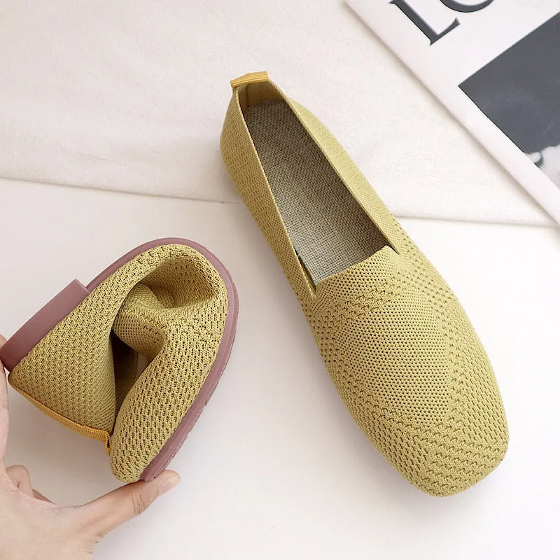 Summer Slippe Simplicity Ladies Flat Shoes Women's Weaved Sneakers Casual 2022 Light Mesh Elasticity Female Purity Cozy Loafers