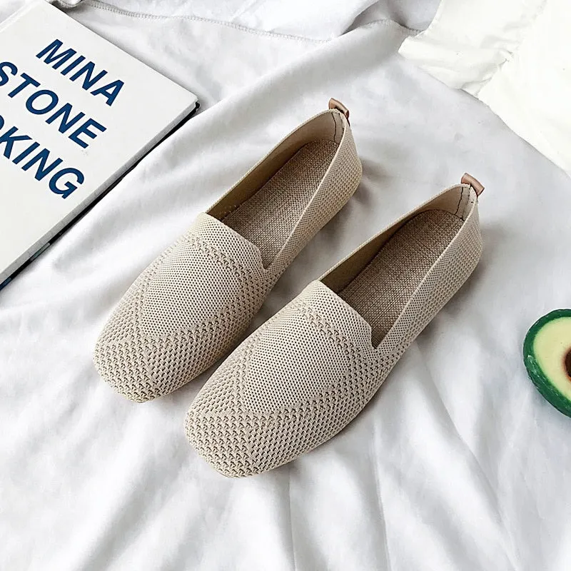 Summer Slippe Simplicity Ladies Flat Shoes Women's Weaved Sneakers Casual 2022 Light Mesh Elasticity Female Purity Cozy Loafers