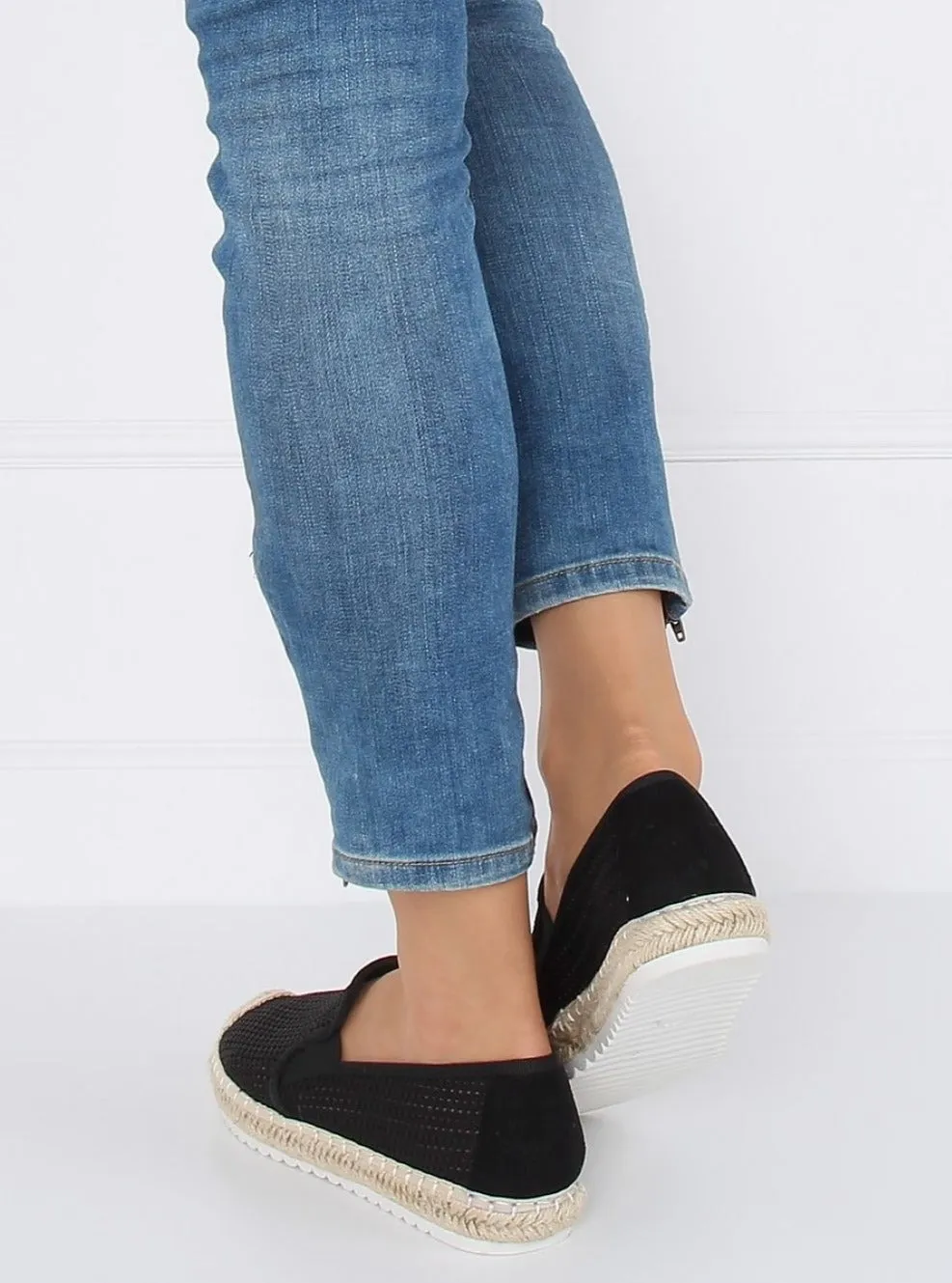 TEEK - Black Mesh Espadrille Shoes