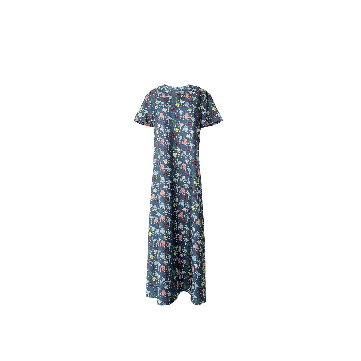 Tilda Short Sleeve Silk Maxi Blue & White