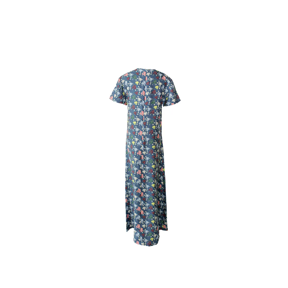 Tilda Short Sleeve Silk Maxi Blue & White