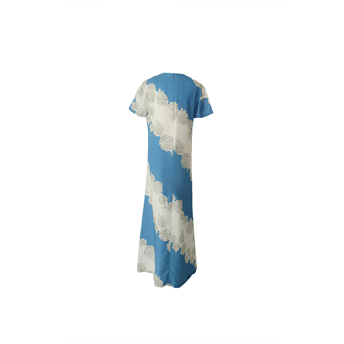 Tilda Short Sleeve Silk Maxi Blue & White