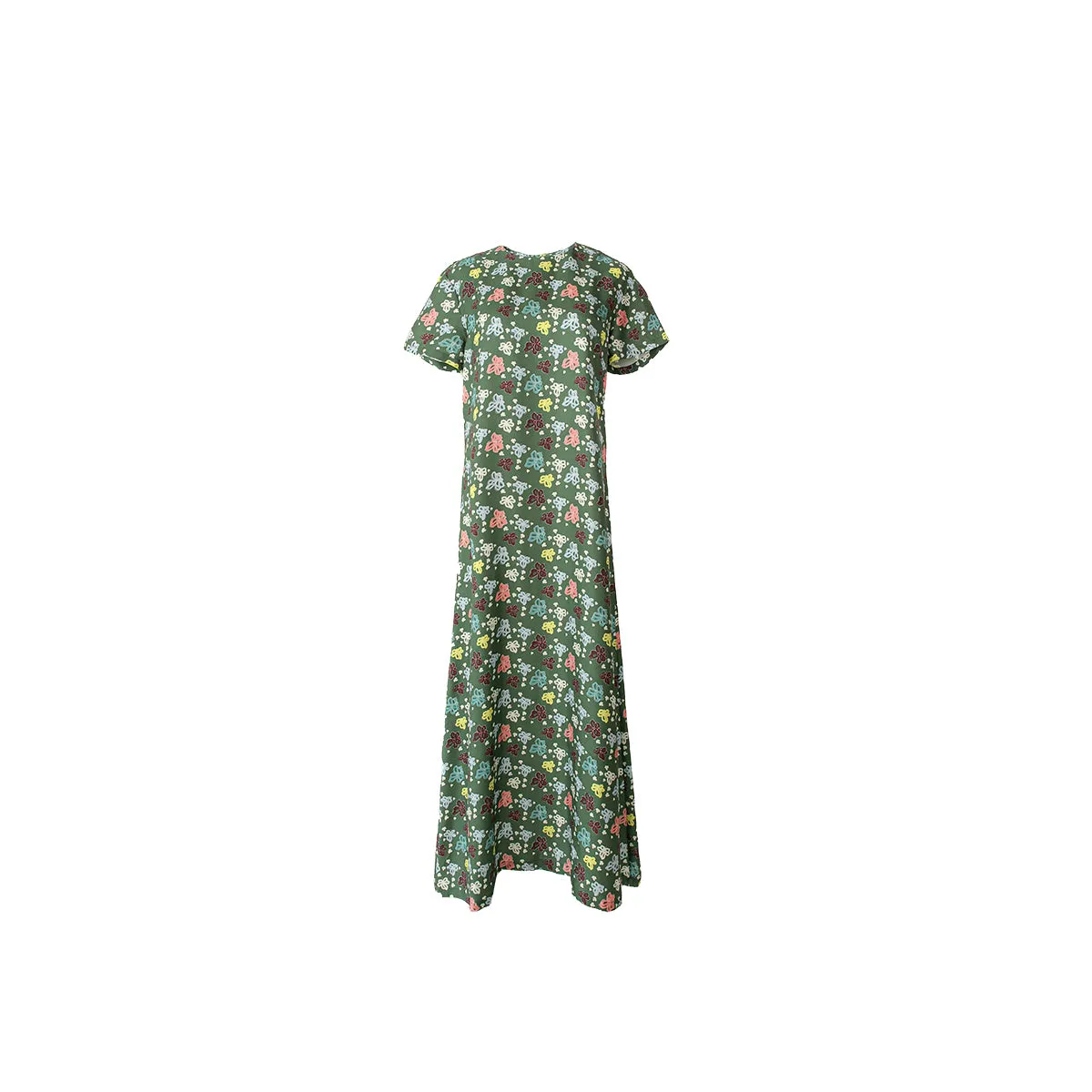 Tilda Short Sleeve Silk Maxi Moss Green