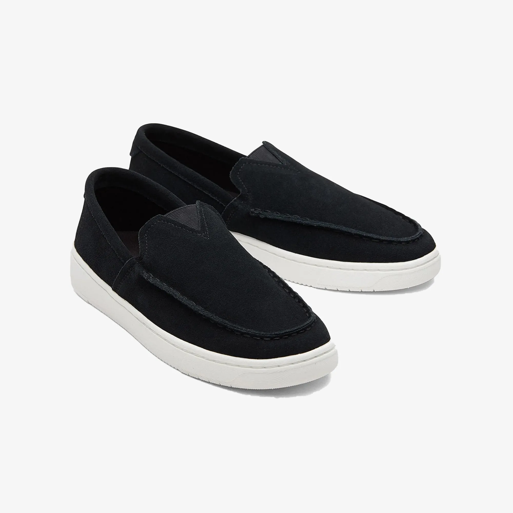 Toms | TRVL LITE SUEDE LEATHER BLACK LOAFERS  { BLACK