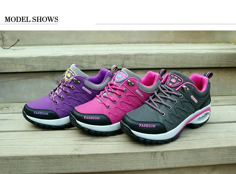 Womens Air Cushion Athletic Walking Sneakers - Breathable Gym Jogging Tennis Shoes