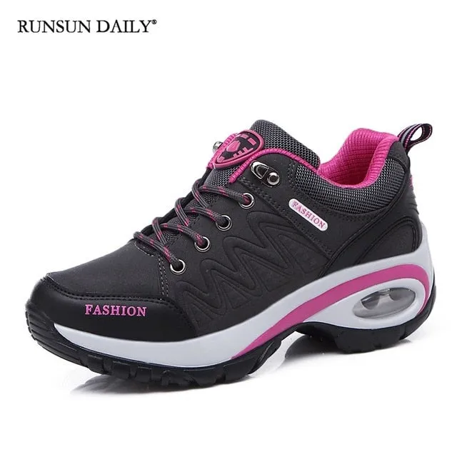 Womens Air Cushion Athletic Walking Sneakers - Breathable Gym Jogging Tennis Shoes