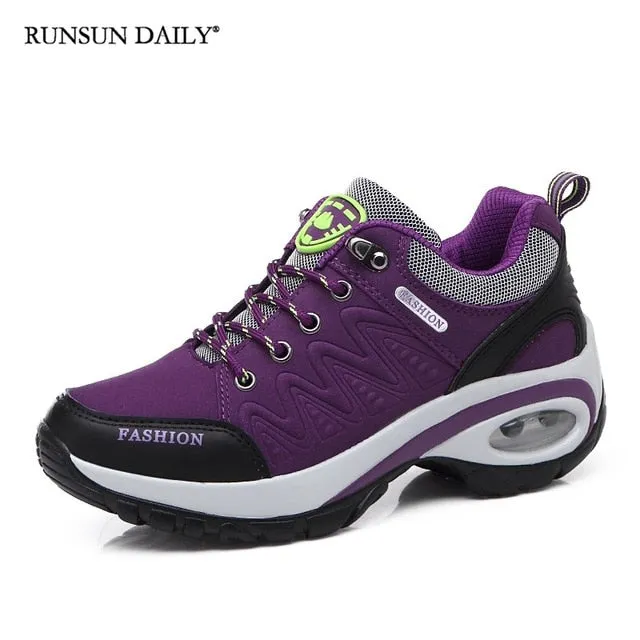 Womens Air Cushion Athletic Walking Sneakers - Breathable Gym Jogging Tennis Shoes