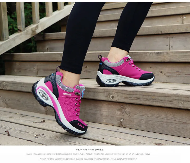 Womens Air Cushion Athletic Walking Sneakers - Breathable Gym Jogging Tennis Shoes