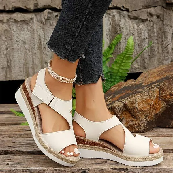 Women's Magic Tape Platform Wedge Sandals 98993862C