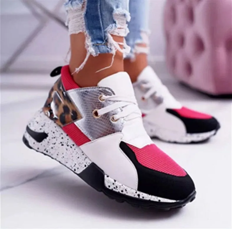 Women's patchwork colorful sneakers breathable running shoes