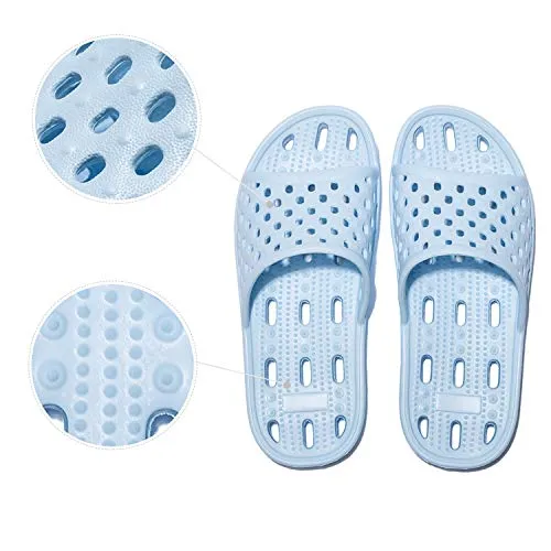 WOTTE Shower Sandals Women Quick Drying Bath Slippers Non Slip Dorm Shoes Size 5.5 Blue