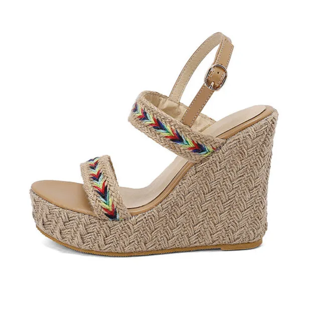 Woven braided wedge heels sandals